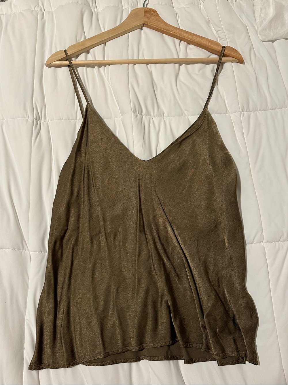 Socialite Olive Green Satin Slip Cami